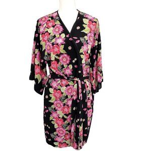 Oscar de la Renta Pink Label Floral Kimono Style Robe Sz Small